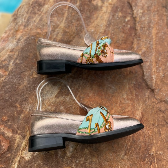 Jeffrey Campbell “Bolero” Rose Gold Scarf Loafers - Picture 7 of 11